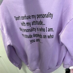 Purple Crewneck Sweater with Text Design